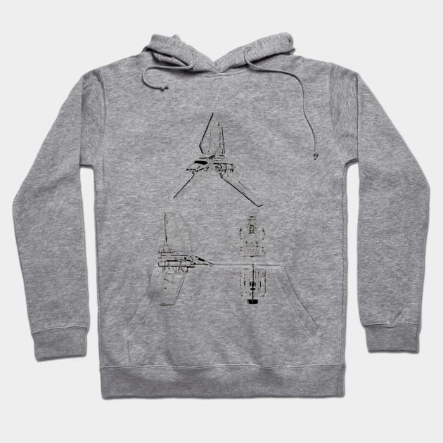 Imperial Space Shuttle (black) Hoodie by Big Term Designs